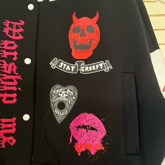 Stay Creepy, Worship me, Varsity Letterman’s Jacket Women’s Sz M - Picture 2 of 16